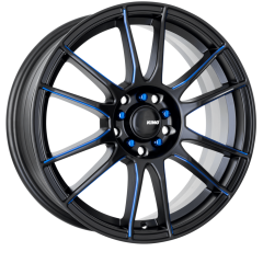 King 17x7 Circuit (4x100/4x114.3) ET+40 CB73.1 Satin Black / Milled Blue Edges