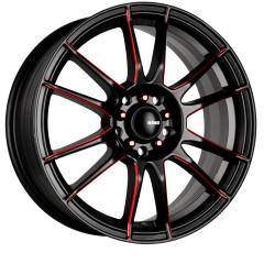 King 17x7 Circuit (4x100/4x114.3) ET+40 CB73.1 Satin Black / Red Milled