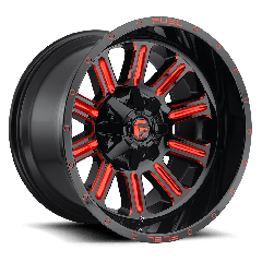 Fuel 15x8 D621 Hardline (6x139.7) ET-18 CB108 Gloss Black / Milled Edges Red Tint