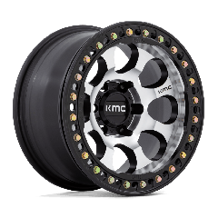 KMC 17x8.5 KM237 Riot Beadlock (5x127) ET+00 CB71.5 Satin Black Windows / Machined Face / Satin Black
