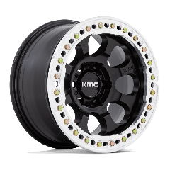 KMC 17x8.5 KM237 Riot Beadlock (5x127) ET+00 CB71.5 Satin Black / Machined Bead Ring