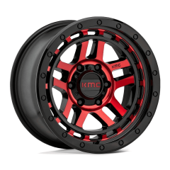 KMC 17x9 KM540 Recon (5x127) ET-12 CB78.1 Gloss Black Machined / Red Tint