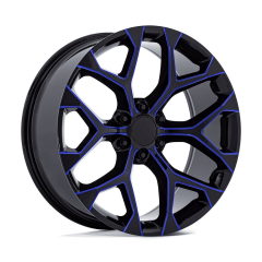Performance Replicas 20x9 PR176 (6x139.7) ET+24 CB78.1 Gloss Black / Machined with Blue Milling