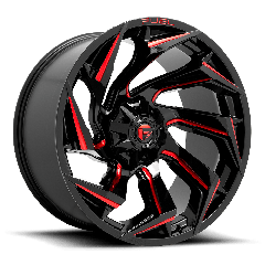 Fuel 15x8 D755 Reaction (5x114.3/5x120.65) ET-18 CB72.56 Gloss Black / Milled Edges Red Tint