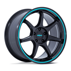 Rotiform 18x8.5 RC208 BPU (5x100) ET+35 CB56.15 Gloss Black / Teal Stripe